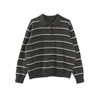 Fashionable Striped Wool Knitted Sweater