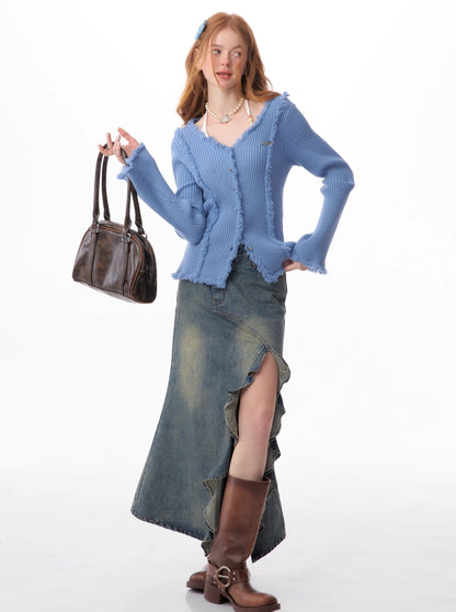 American retro high-waisted slim skirt