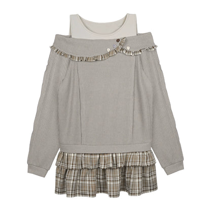 Patchwork Brown Plaid Dress