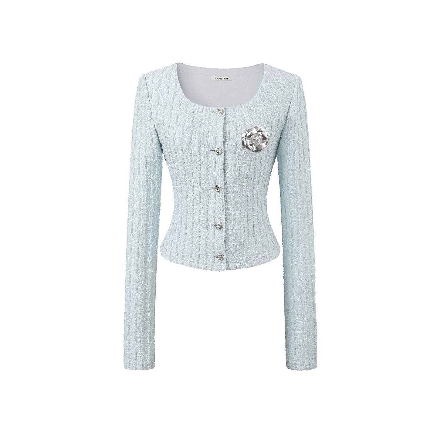 Silver Silk Retro Cardigan Top