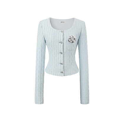 Silver Silk Retro Cardigan Top