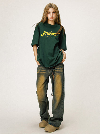 American Vintage Green Letter T-Shirt