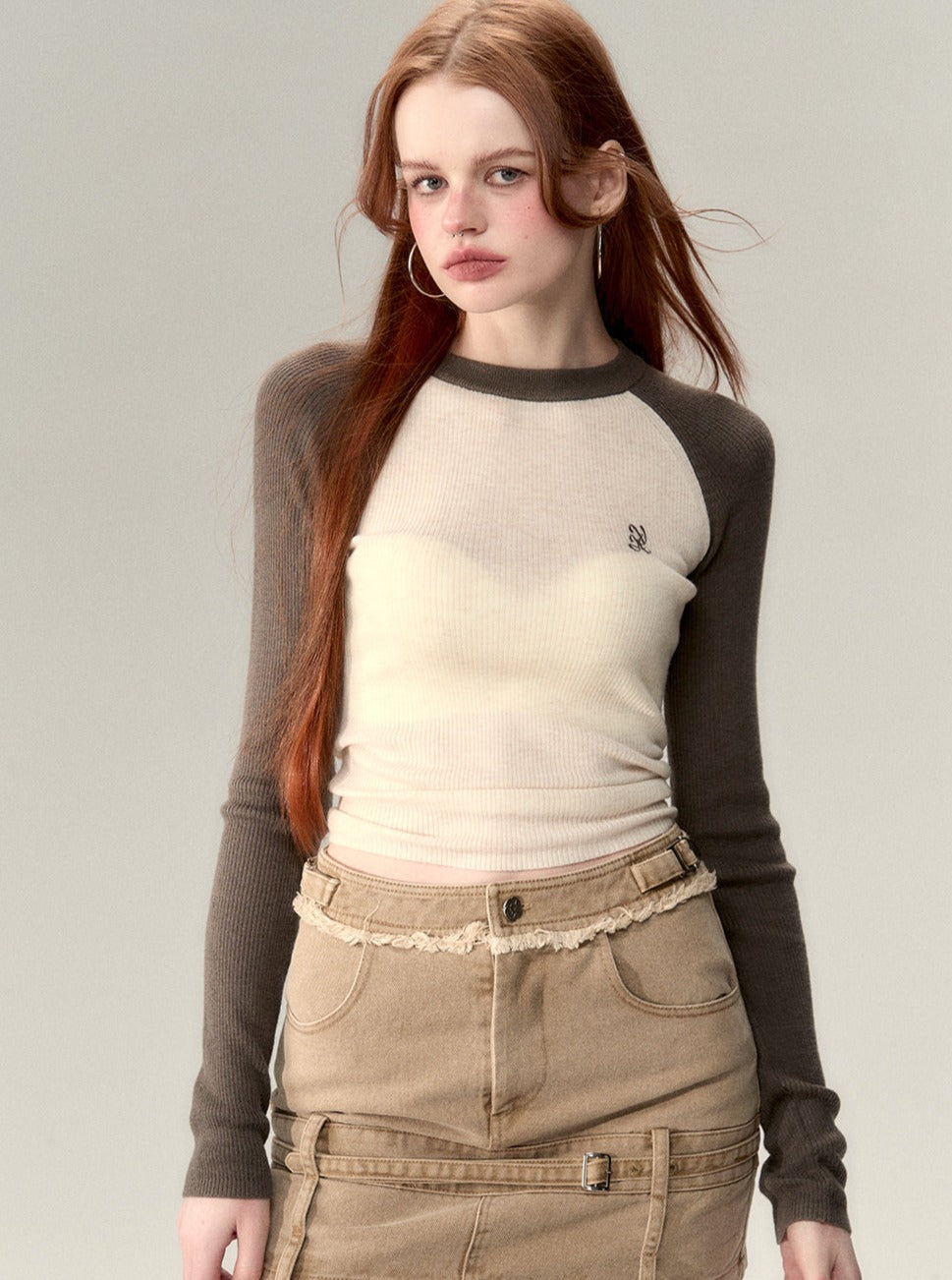 raglan sleeve base knit sweater top