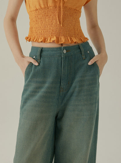 French Loose Balloon Denim Pants