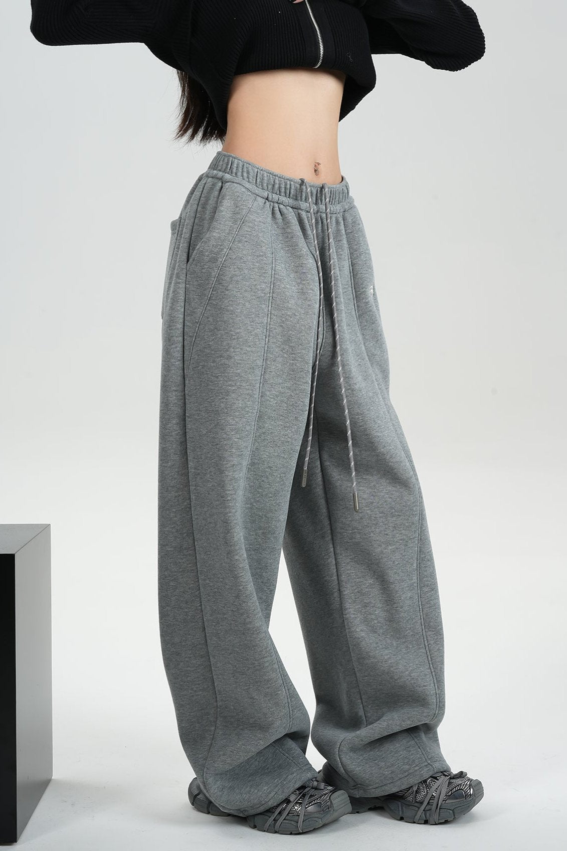 Fleece Thickened Wide-Leg Sweatpants