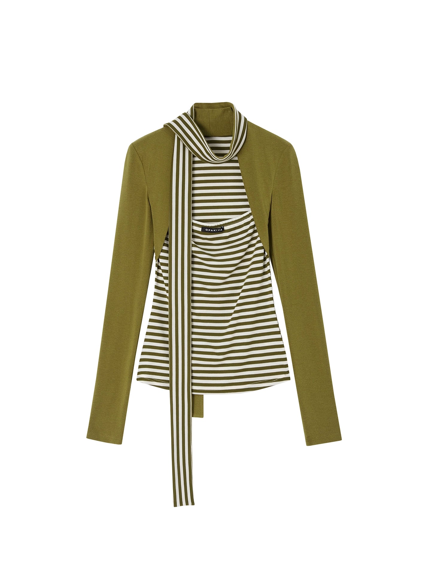 Fake Two Slimming Striped Knit Top