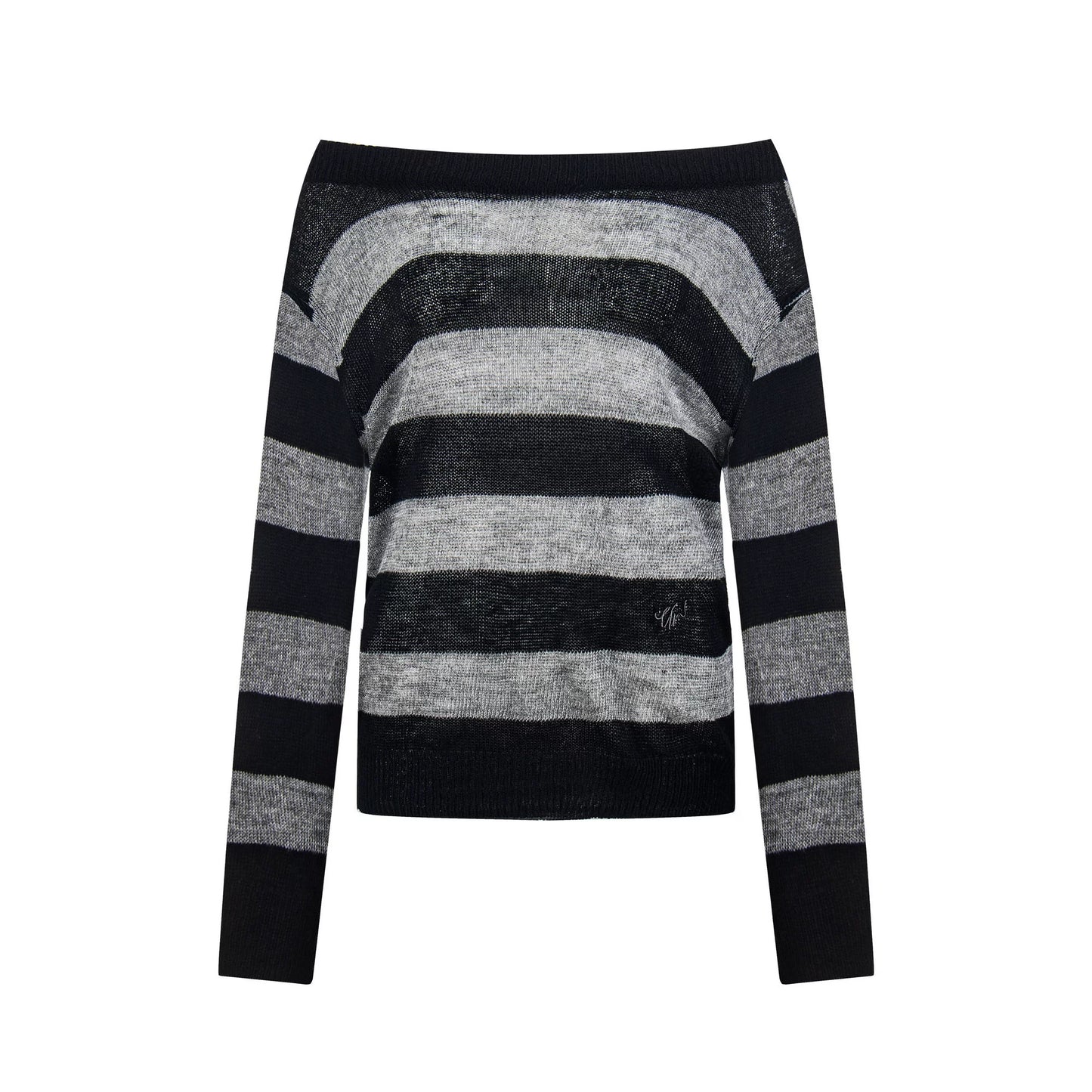 Retro Striped Off-Shoulder T-Shirt