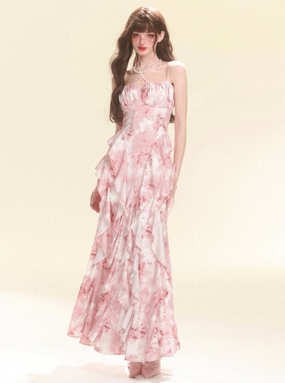 Floral Pink Halterneck Dress