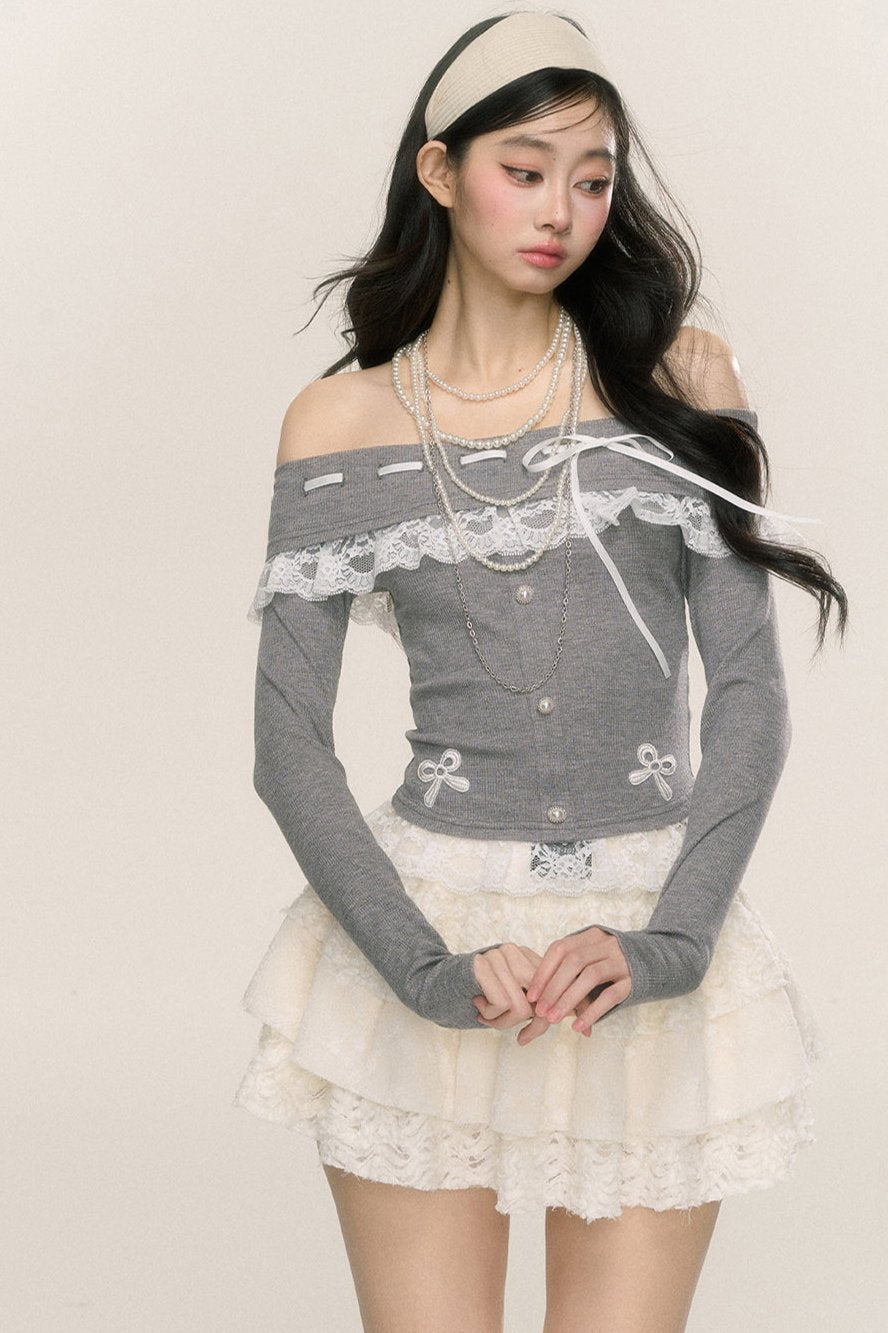 Rime Camellia Lace Long-Sleeve T-Shirt