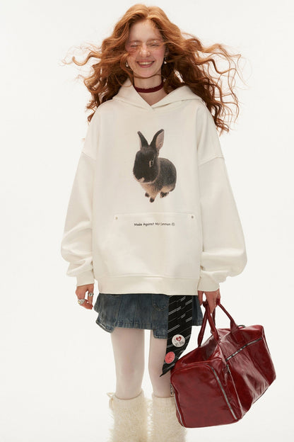 MAMC Cute Bunny Air Layer Hooded Sweatshirt Frauen Herbst/Winter 2024 neue lässige lockere Slouchy Jacke Top