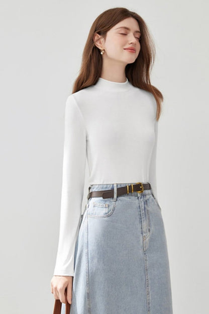 Semi-High Neck Knitted Base Shirt