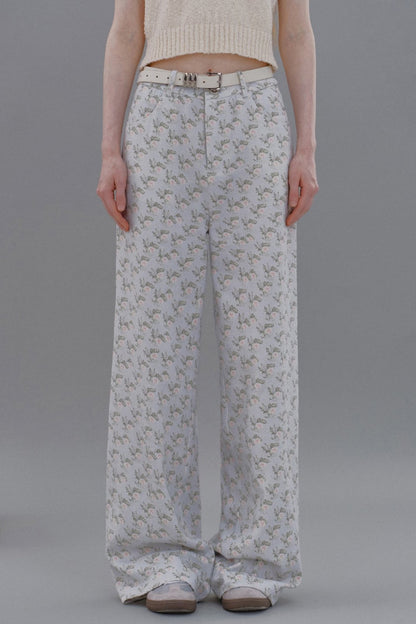 Aqua Blue Rose Floral Trousers