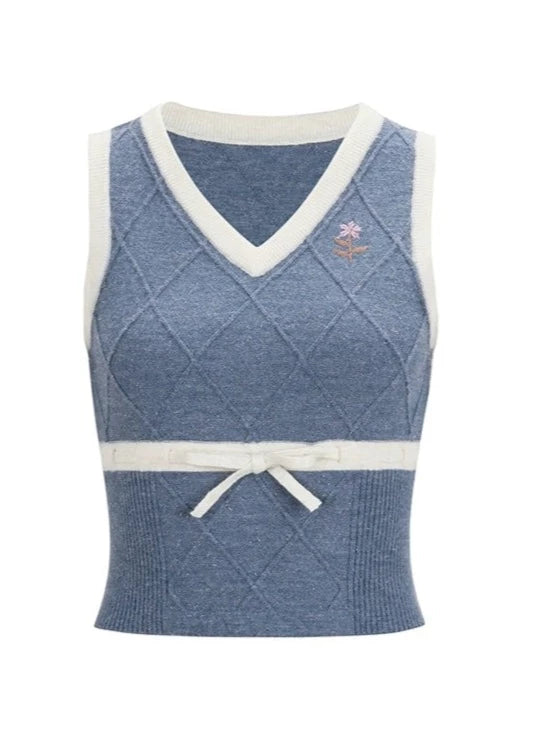Embroidered vest long sleeves skirt set-up