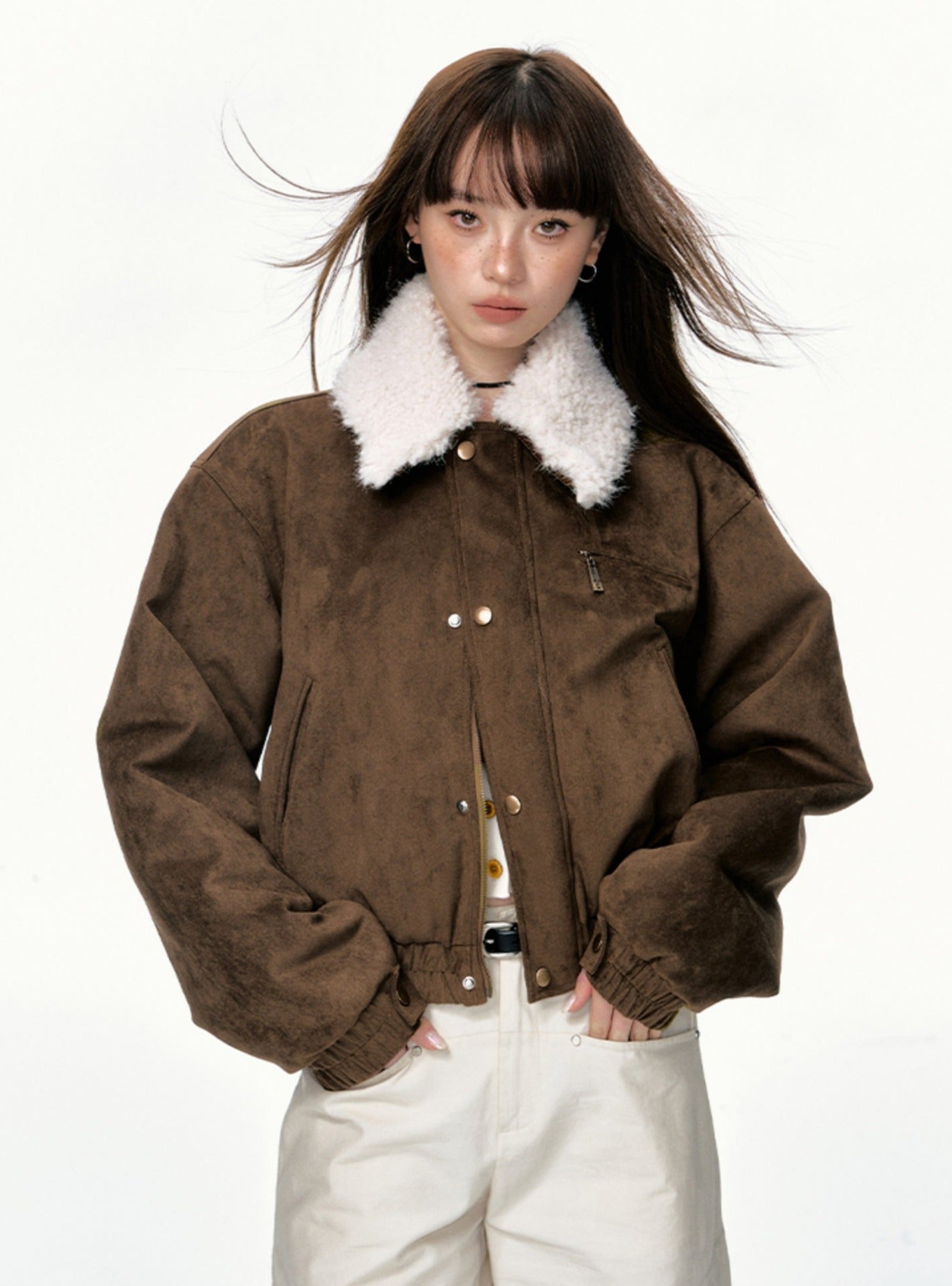 Thick Fleece Collar Short Jacket