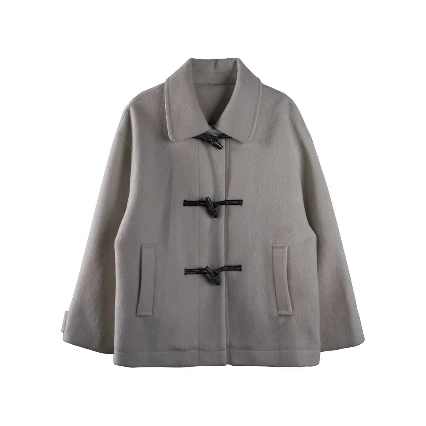 Gray Lapel Woolen Coat
