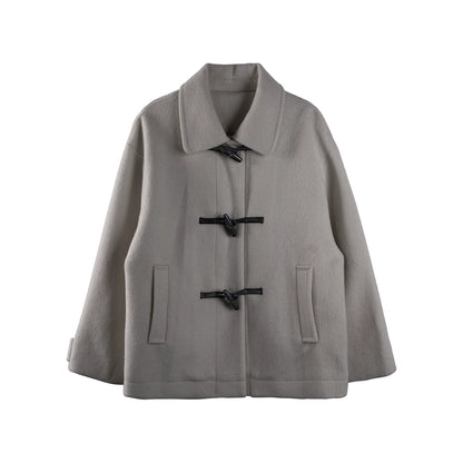 Gray Lapel Woolen Coat