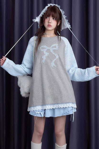 Dreamy Gentle Gray Blue Long Sleeve Top