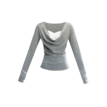 Fragile Gray Flower Swing Knitwear