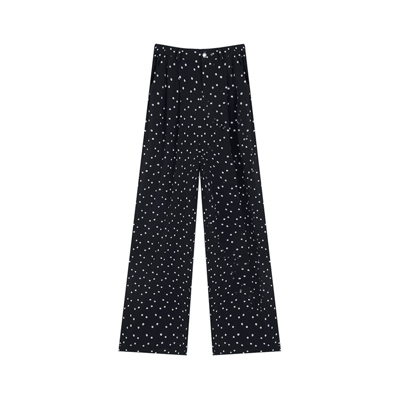 Polka Dot Straight-Leg Trousers