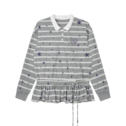 Star Printed Striped Top Set-Up