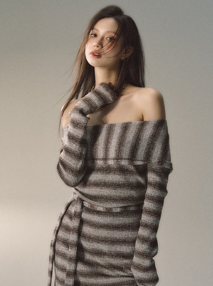 striped knitted sweater dress