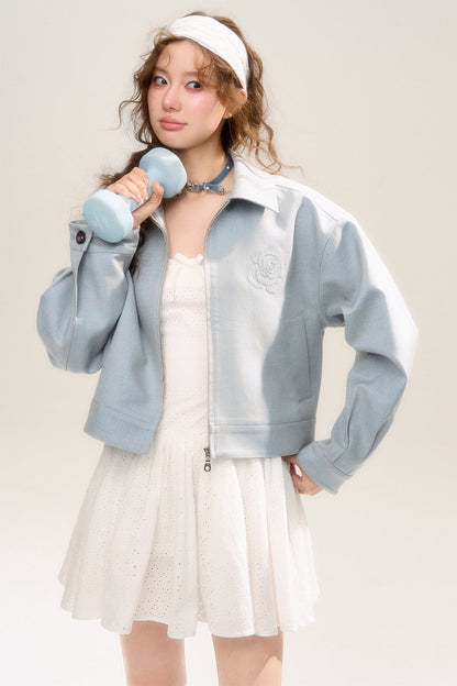 Rose Sniper Embroidered Cropped Jacket