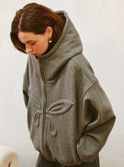 Butterfly Embossed Hooded Jacket