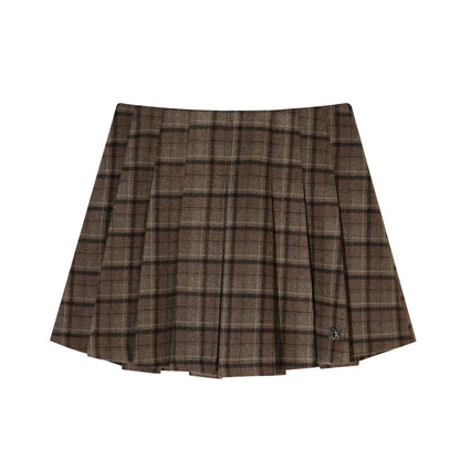Retro Plaid Wool Skirt