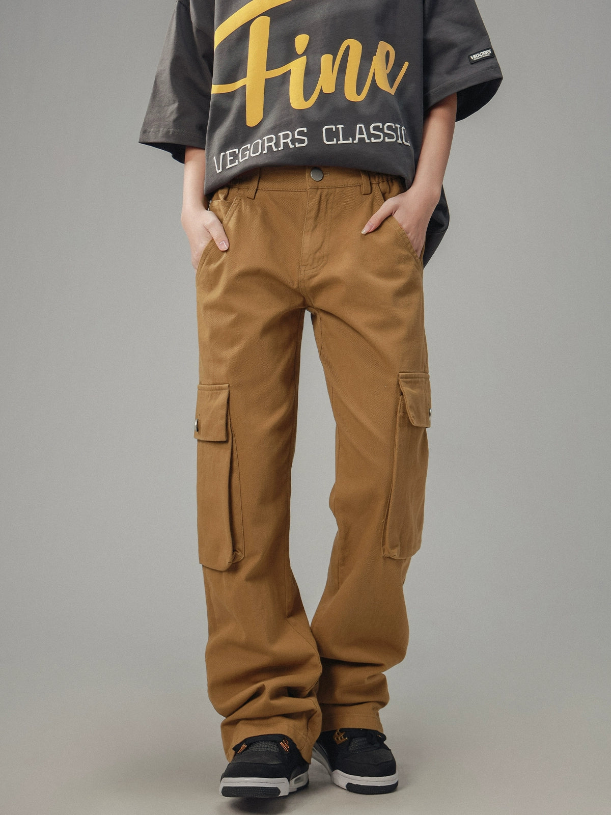 Brown Big Pocket Retro Cargo Pants