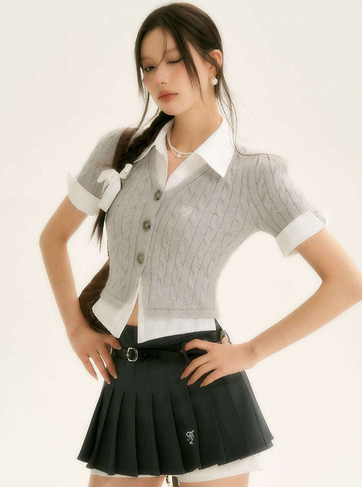 Short Sleeve Pleated Skirt