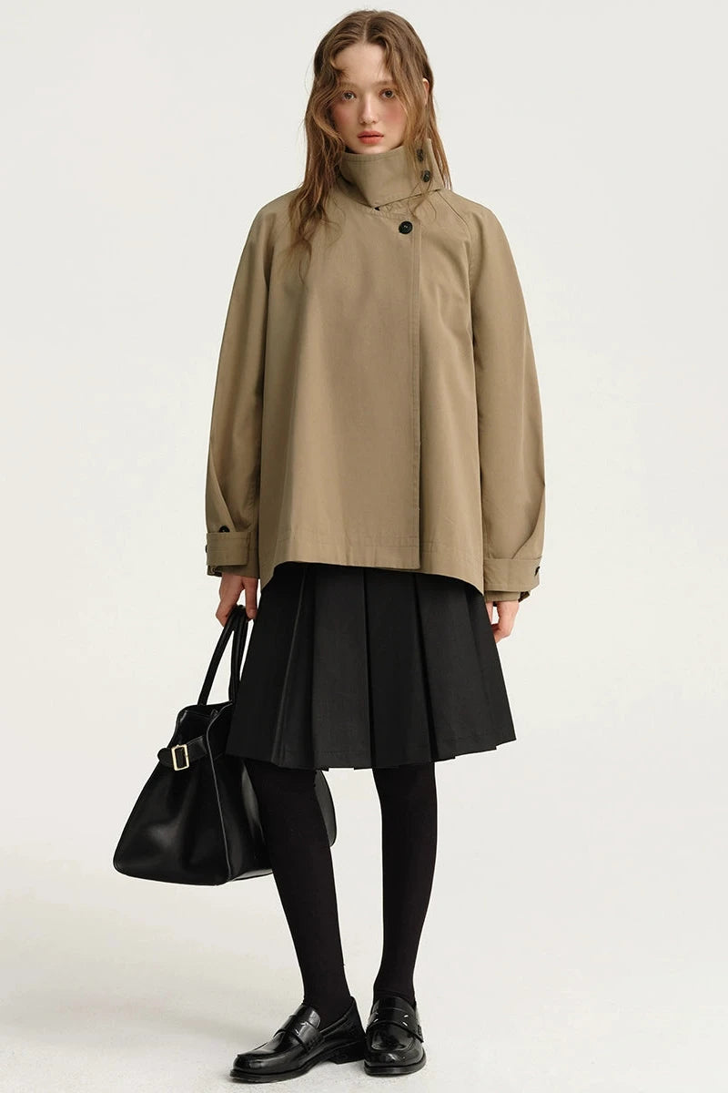 Short Stand-Up Collar Trench Coat