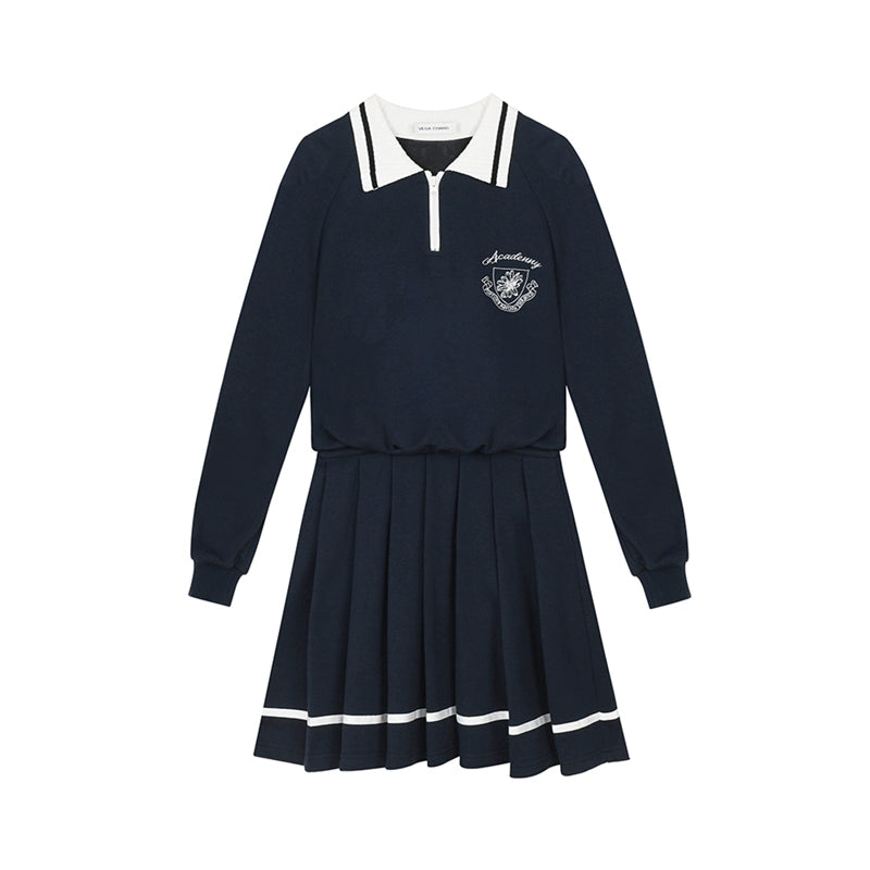 fake two-piece temperament polo dress