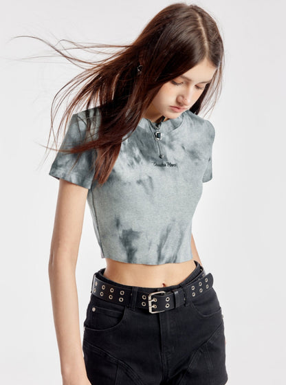 Versatile Dark Tie-Dye Crop Top