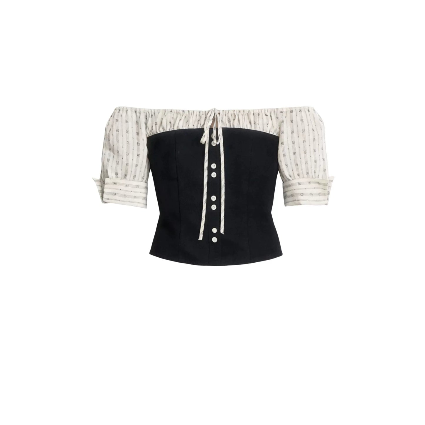Retro Color-Block Off-Shoulder Top Set-Up
