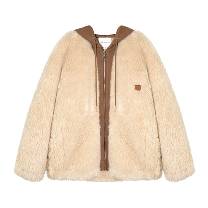 Hooded Fur Patchwork Jacket