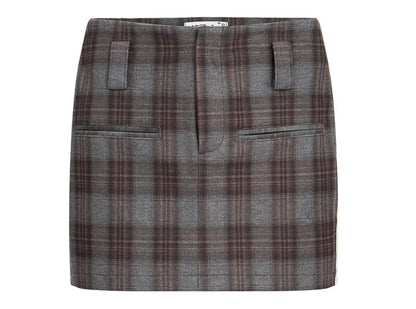 Vintage Plaid Coat Short Skirt Two Piece Set