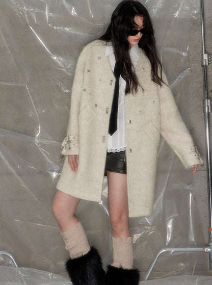 ORIGINAL DESIGN STUDDED SHEEP WOOL COAT