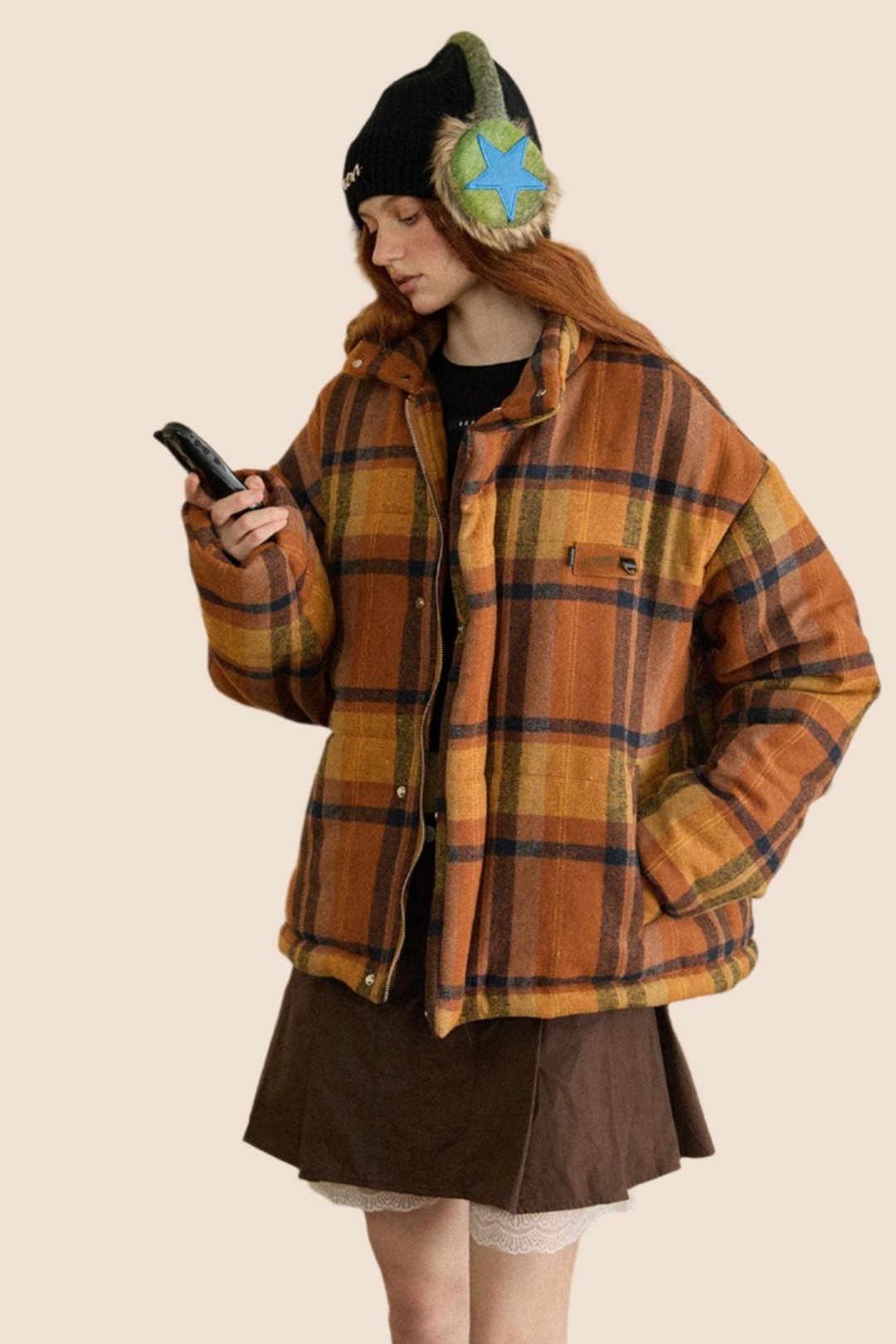 Plaid Down Cotton Bread Jacket