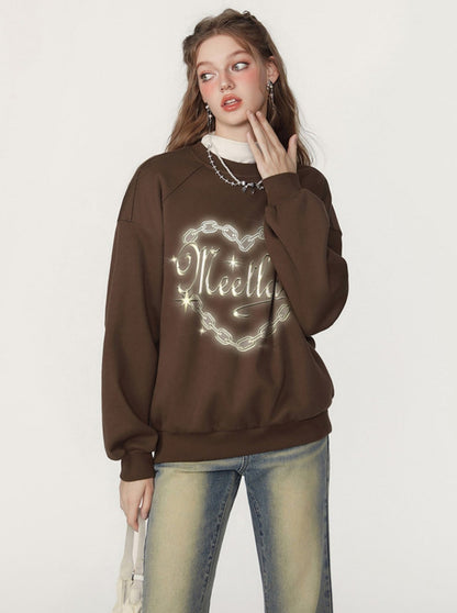 Loose Pullover Round Neck Long Sleeve Top