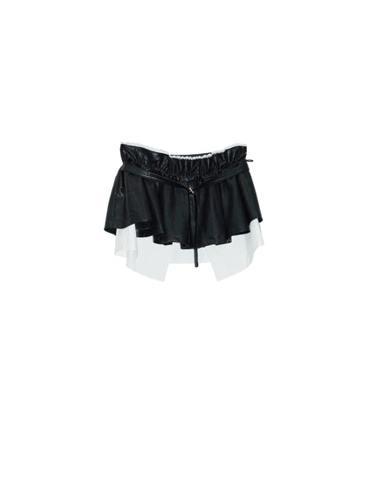 Urban Nomadic Versatile PU Leather Puffy Skirt