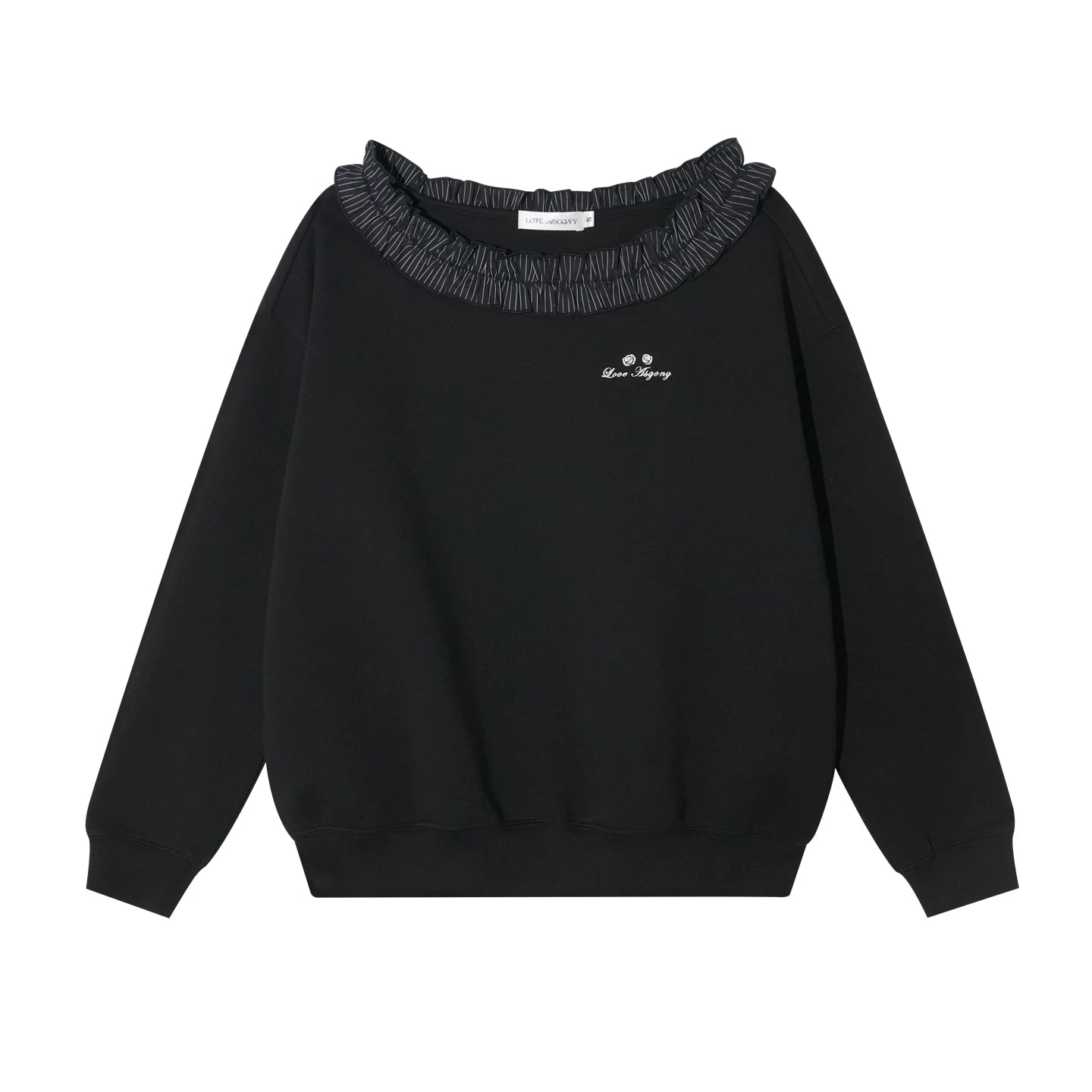 Asymmetrical Striped Ruffle Sweatshirt