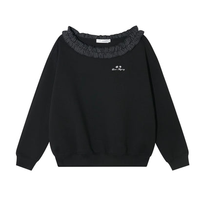 Asymmetrical Striped Ruffle Sweatshirt