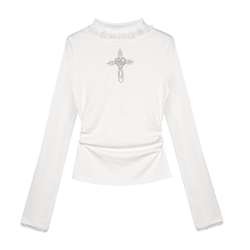 Cutout Cross Long Sleeve Top