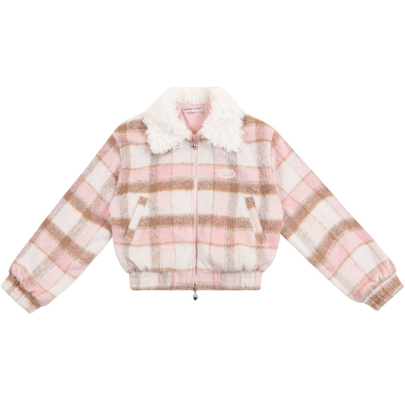 American vintage pink plaid jacket