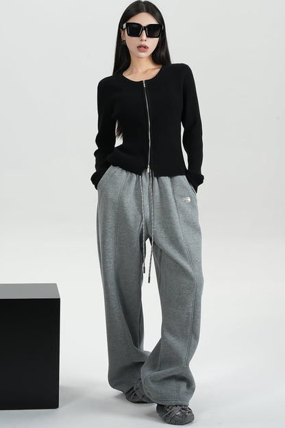 Fleece Thickened Wide-Leg Sweatpants