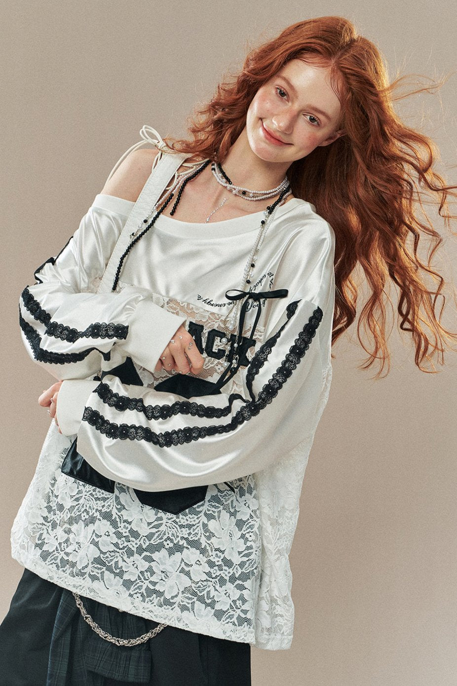 Early Autumn American Baseball Club Lace Sweatshirt