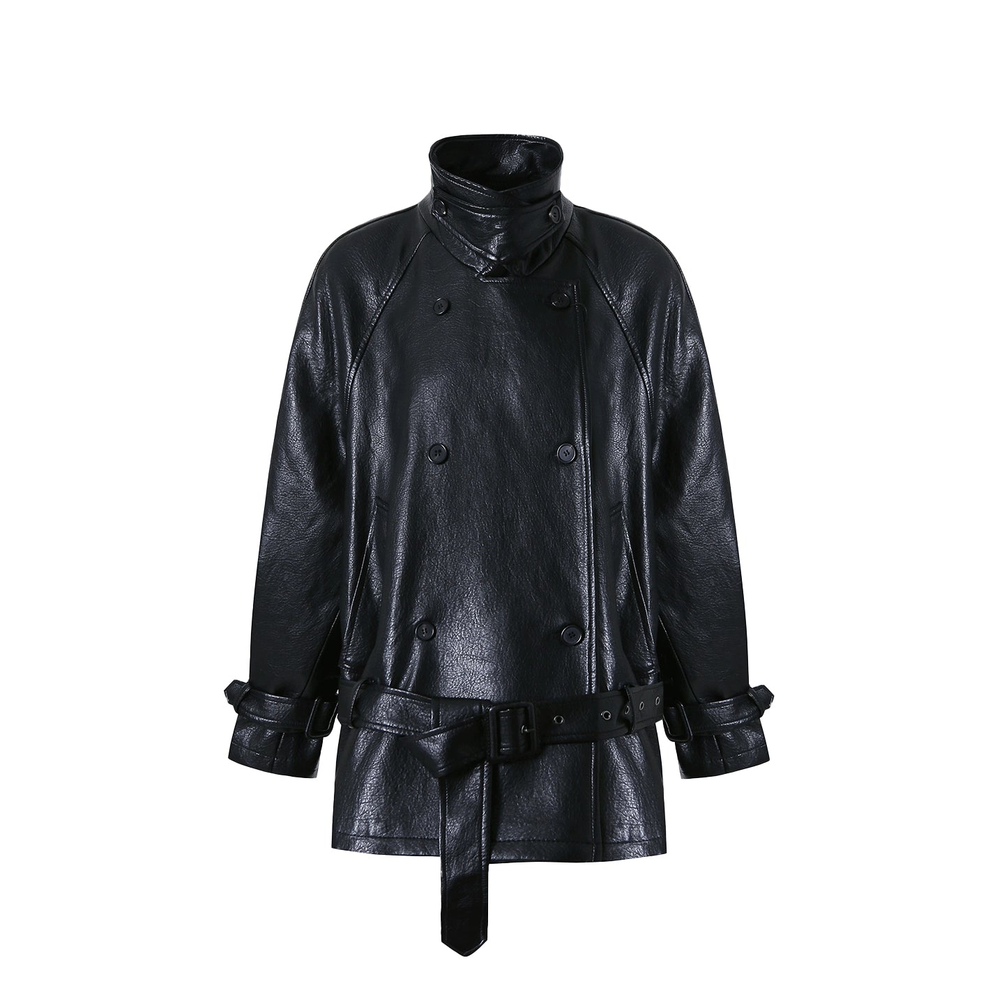 Fashionable Lace-Up Leather Jacket