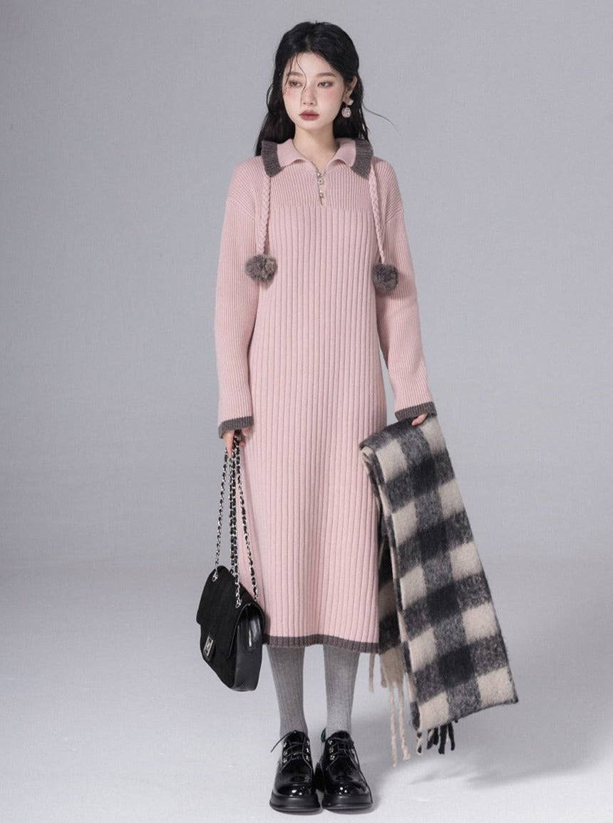 Pink wool hat dress