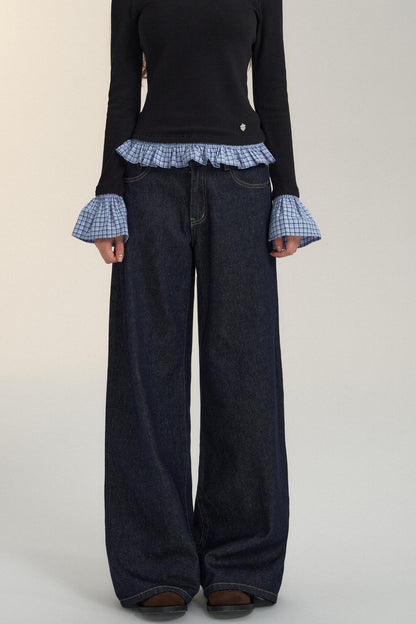 Pressed Pleat Dark Jeans