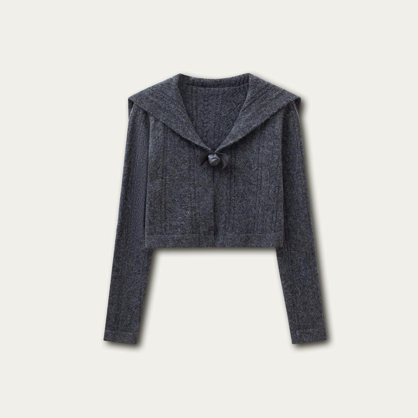 Navy Collar Knitted Cardigan